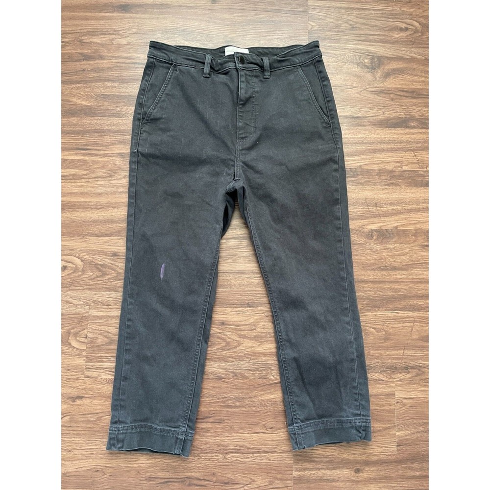 Everlane Jeans Womens 12 Black Cropped Straight Regular Denim Cotton Stretch